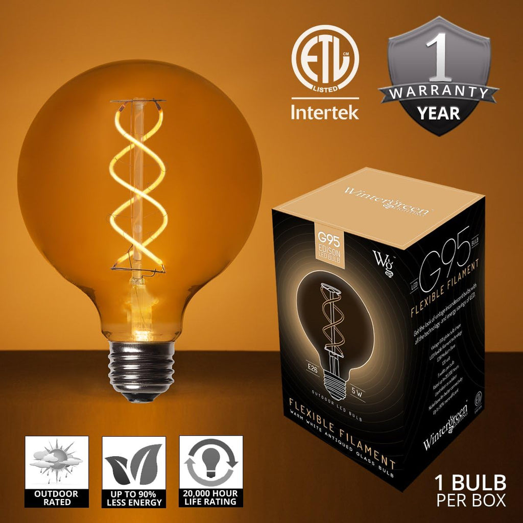 LED Edison Light Bulb, LED Filament Vintage Bulb Dimmable Edison Bulb LED Filament Vintage Bulb, Flexible Filament