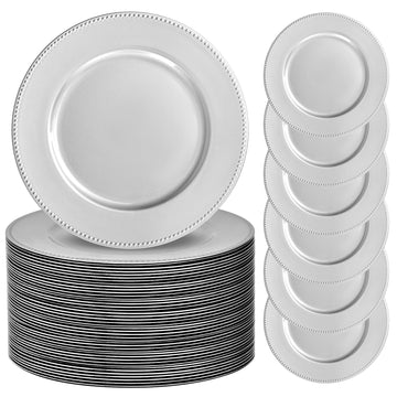 13" Silver Charger Plates 50 Pack Charger Plates Bulk