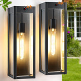15.3" Large Motion Sensor Outdoor Wall Lights 2Pack, Dusk to Dawn Porch Lights Outdoor Wall Sconces,3 Lighting Modes Black Exterior Lighting Fixtures, Outside Lanterns for House Garage,None-Bulb A123-B0F6XYT5JD