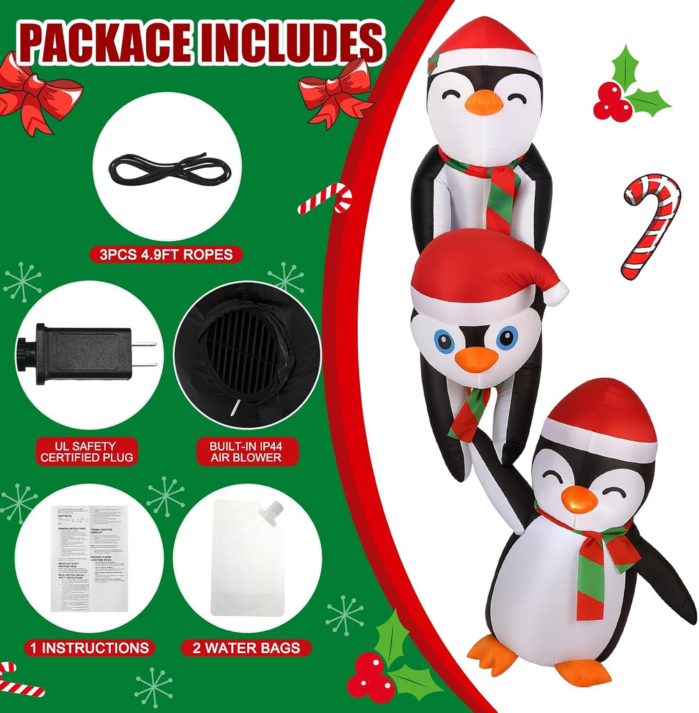 7ft Penguin Christmas Inflatable Roof Hanging Outdoor Decorations