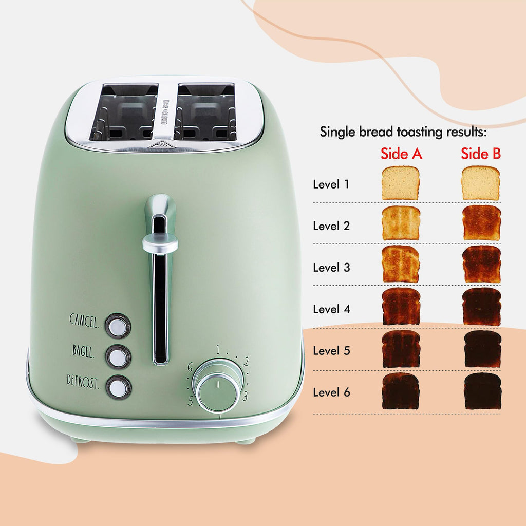 Retro Rounded Bread Toaster, 2 Slice Stainless Steel Toaster with Removable Crumb Tray, Wide Slot with 6 Browning