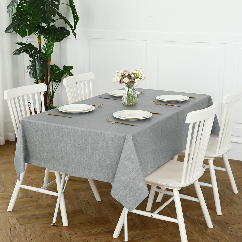 Waterproof Vinyl Tablecloth Rectangle, 54 x 78 Inch, Light Grey