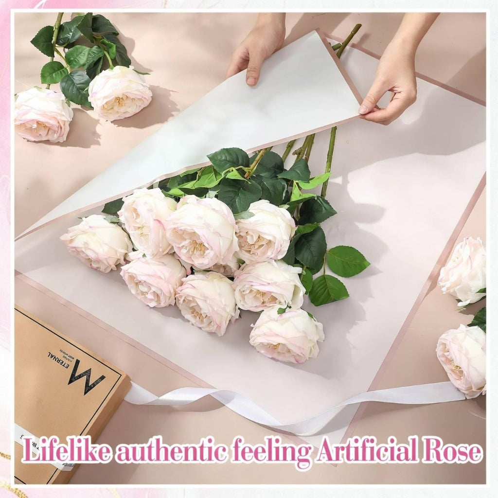 20 Pcs Peonies Artificial Flowers Faux Look Real, Light Pink