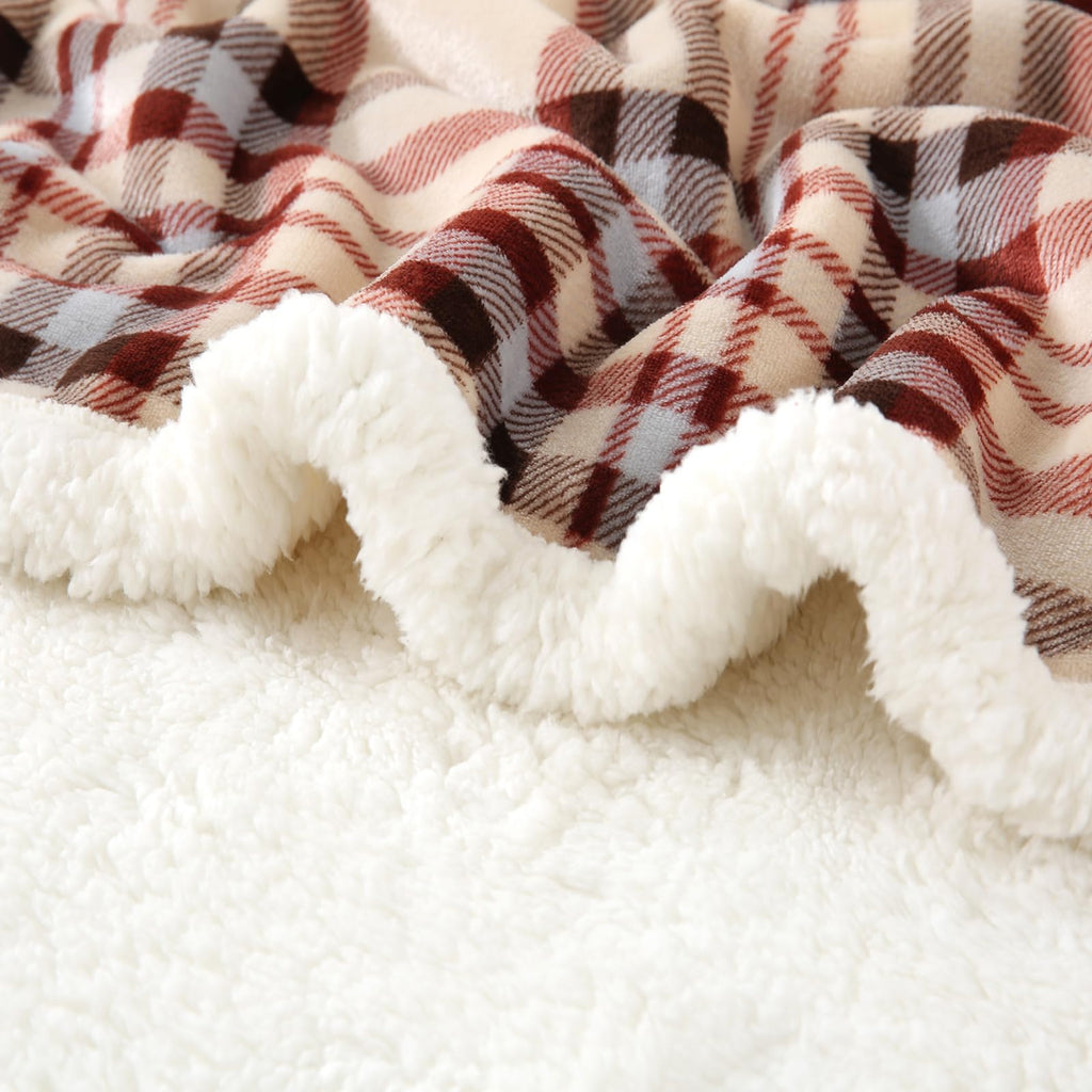 Sherpa Blanket Throw Blanket for Couch Sherpa Fleece Blanket Fluffy Checkered Soft Blanket for All Season Use Cozy