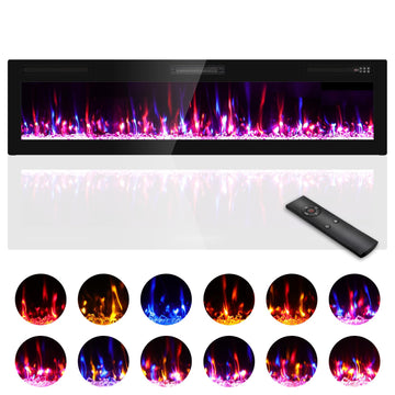 72 inch Wide Screen Electric Fireplace-Wall Fireplace -Fireplace Inserts/Wall Mounted with Remote Control, Timer