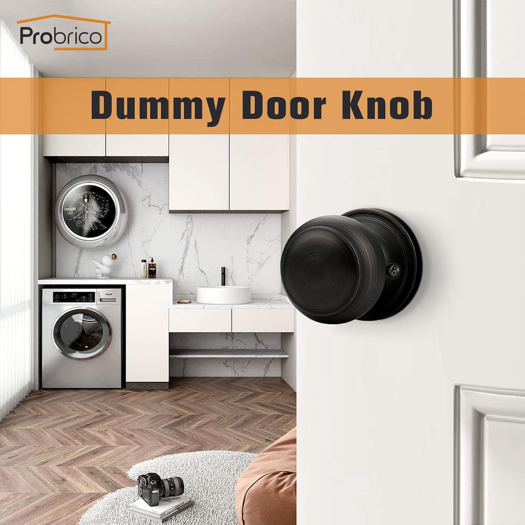 Dummy Door Knobs Dummy Door Handles for Closet French Doors, Single Side Inactive Door Knobs Interior, Oil Rubbed