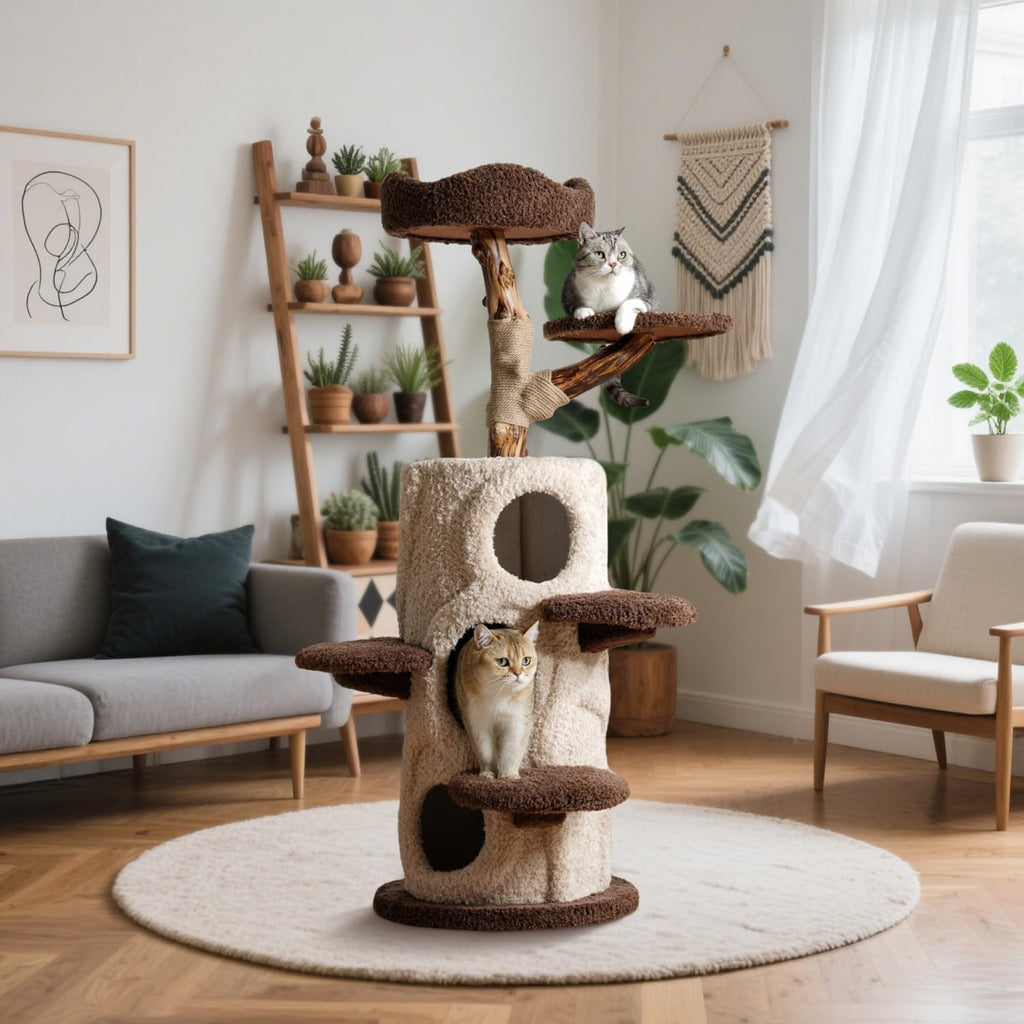 54.7'' Cat Tree Tower for Indoor Cats with 3 Condos, Scratching Post, Perch