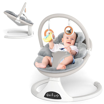 Electric Baby Swing with Remote Control,5 Speeds&Portable&Cozy(0,Grey)