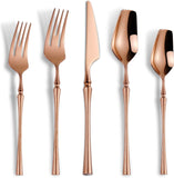 20-Piece Rose Gold Silverware Set for 4,Modern 18/10 Stainless Steel Flatware Set,Unique Rustic Cutlery Utensils Set