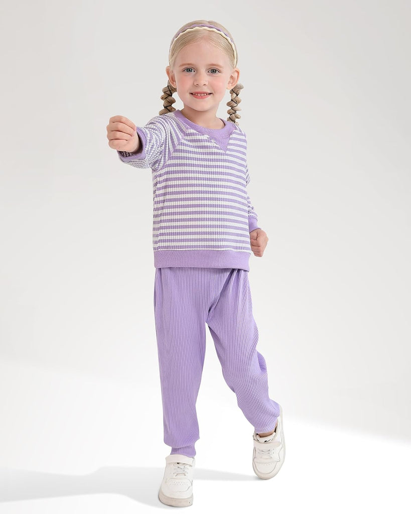Toddler Baby Girl Clothes Cute Striped Sweatshirt Tops and Pants Set