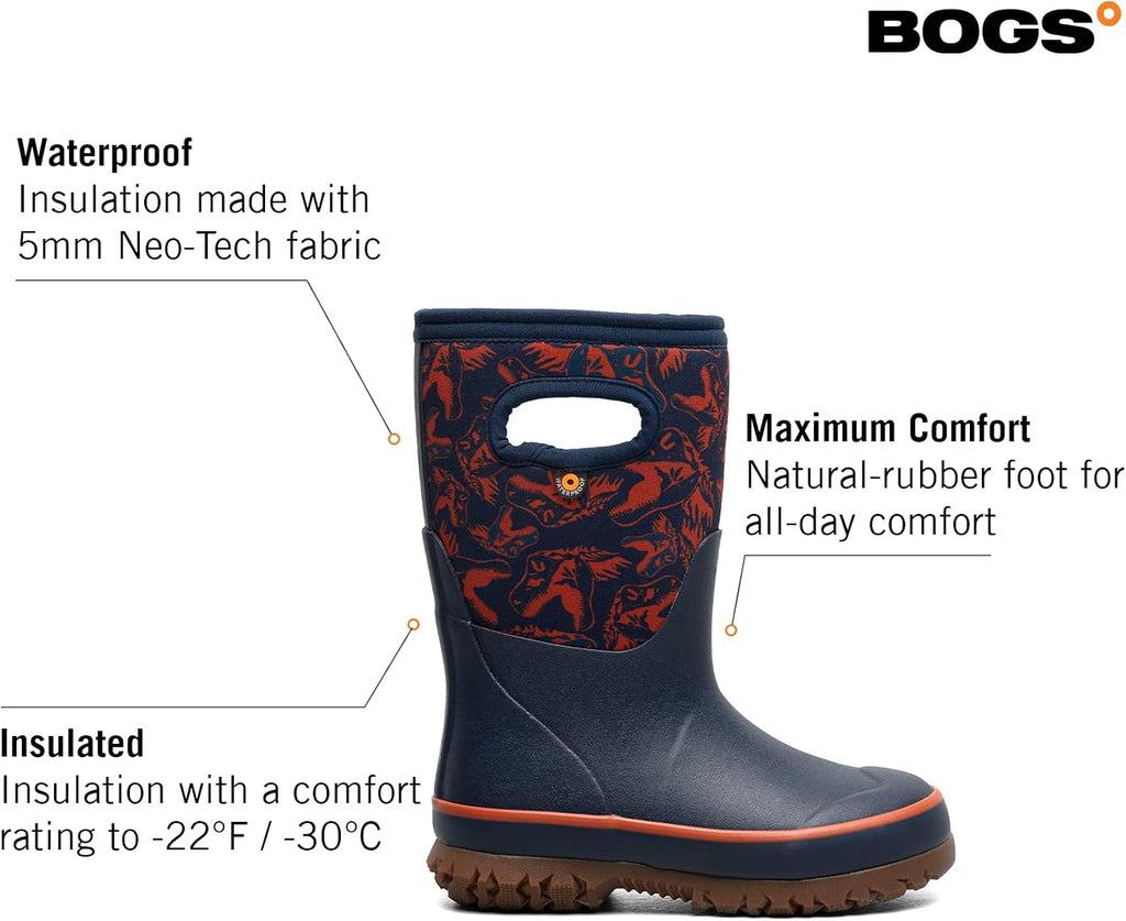 Grasp Kids Waterproof Rain Boots, Insulated Winter Snow Boots