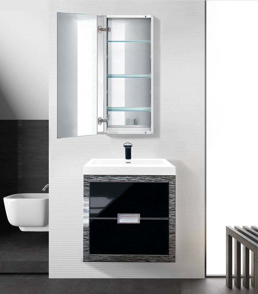 Medicine Cabinet | Recess or Surface Mount | Blum Hinge 170 Degree Soft Close|(15"x36")