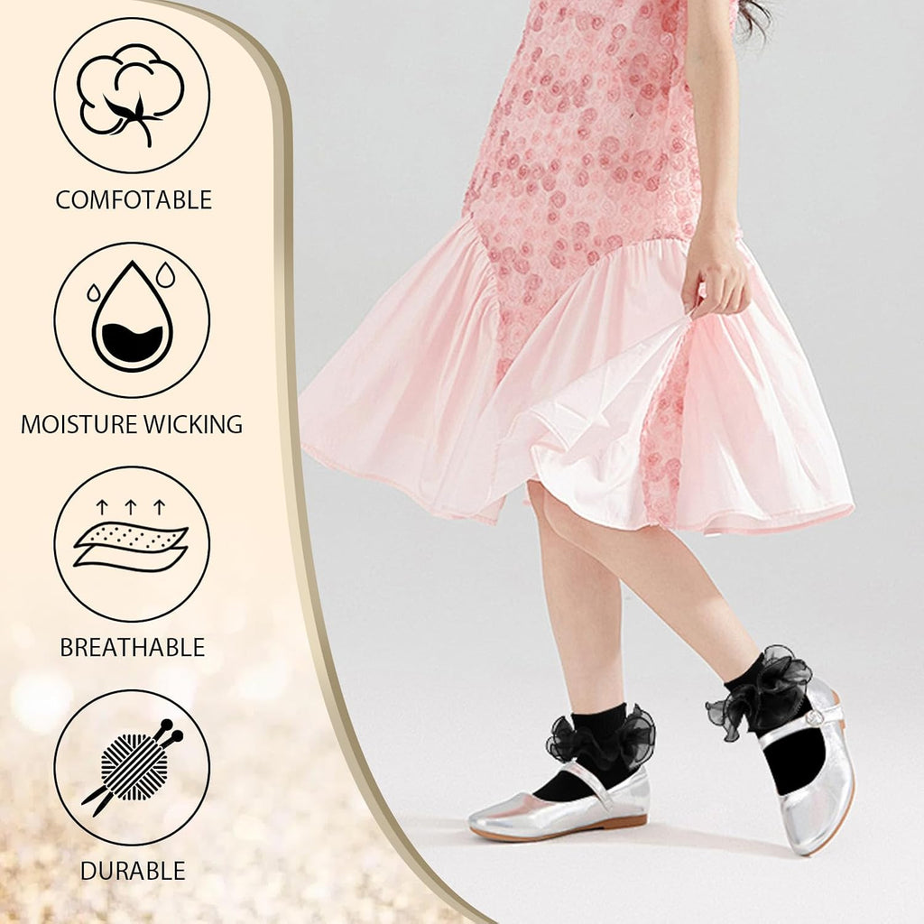 Double Lace Turn Cuff Frilly Church Dress Socks