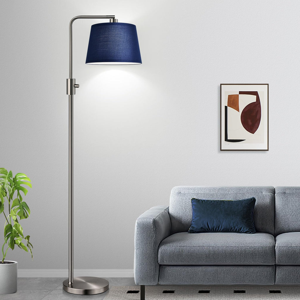 Dimmable Floor Lamp, 1000 Lumens LED Edison Bulb Included, Brushed Nickel Arc Standing Tall Floor Lamp with Blue