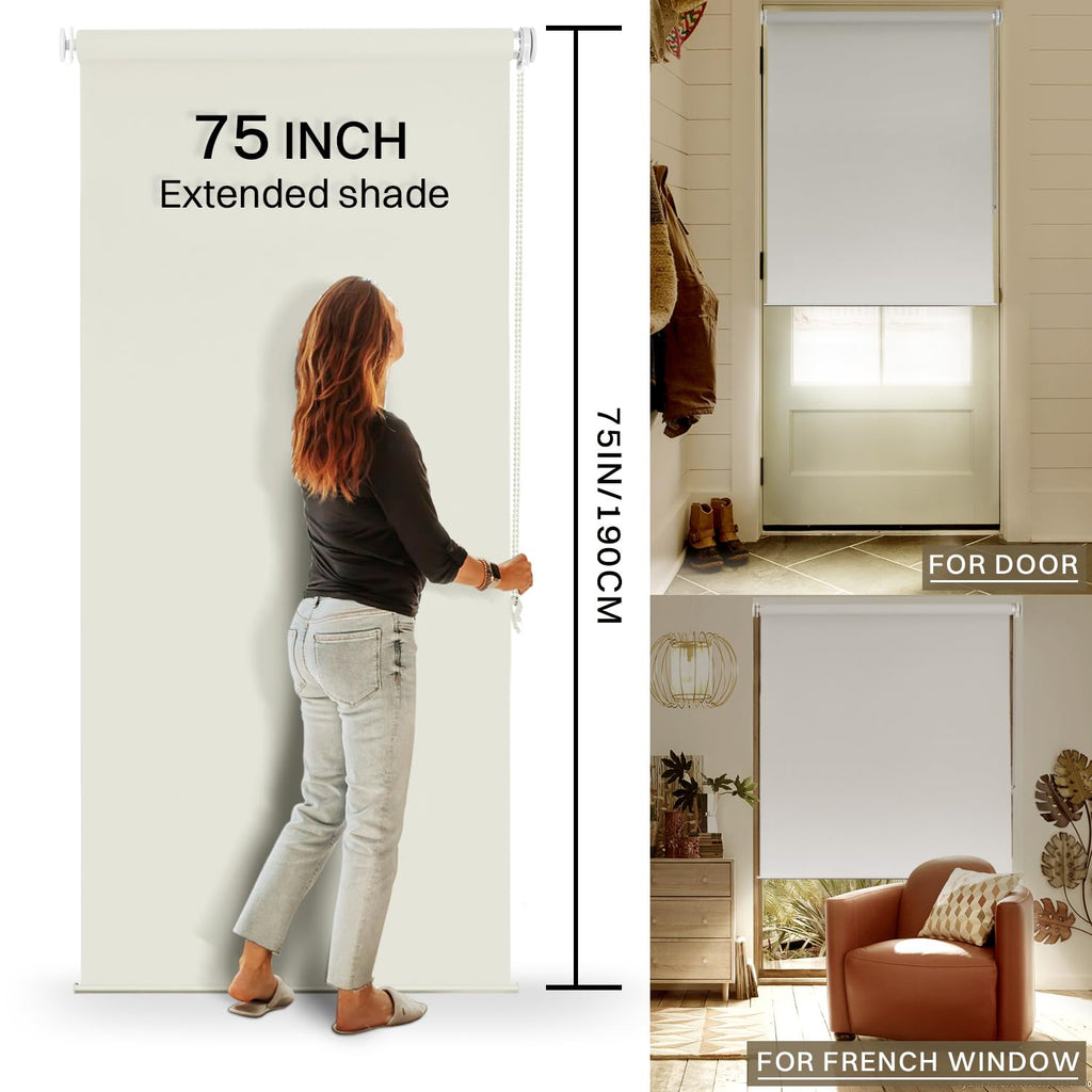 No Drill Blackout Roller Shade, Beige