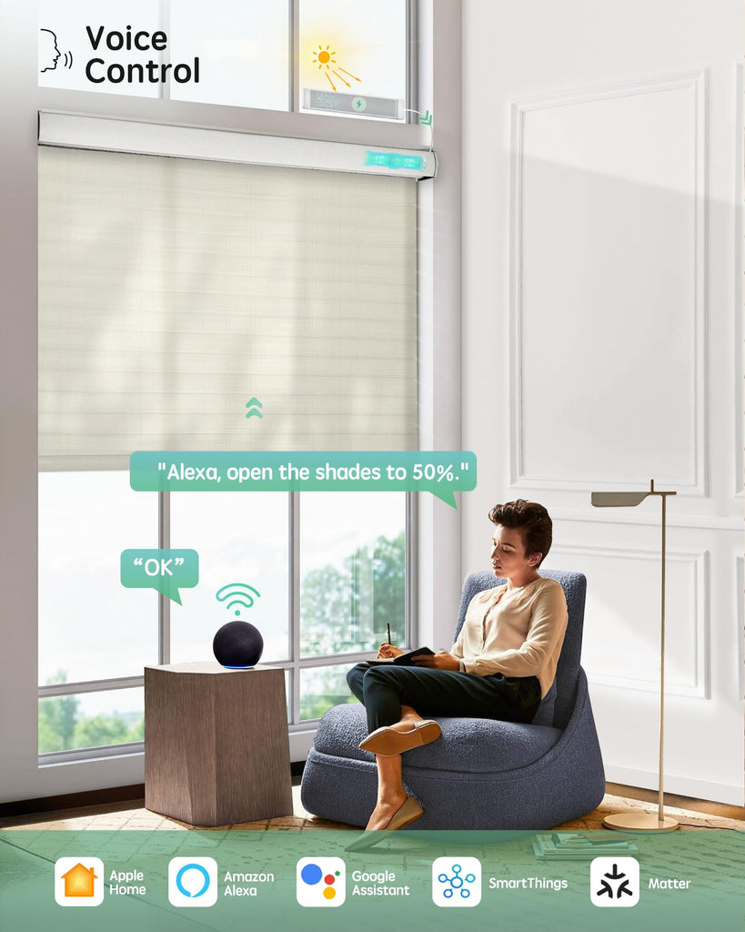 Motorized Shangri-La Shades, Light Filtering Smart Blinds Customized