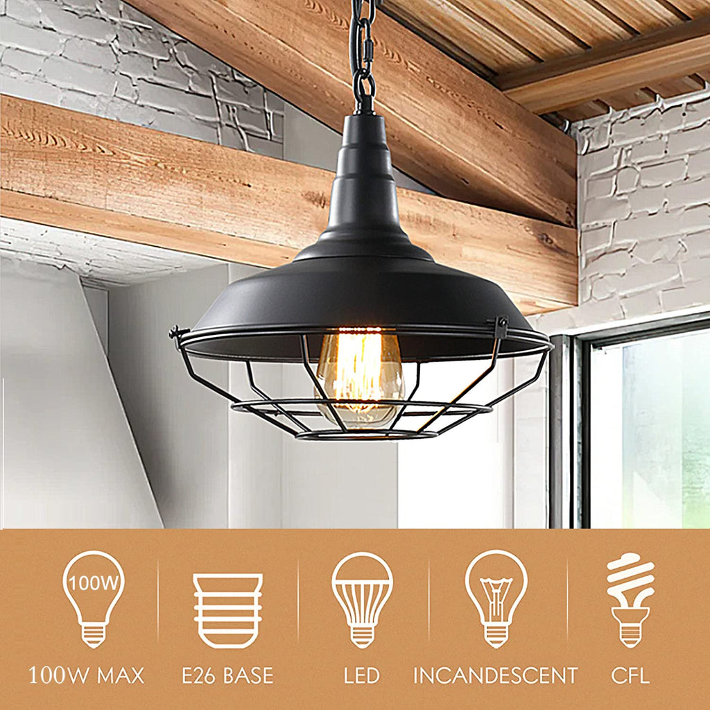 Industrial Pendant Lights 2 Pack Farmhouse Pendant Lights with Adjustable Chain, D10.2 Rustic Pendant Lighting Barn