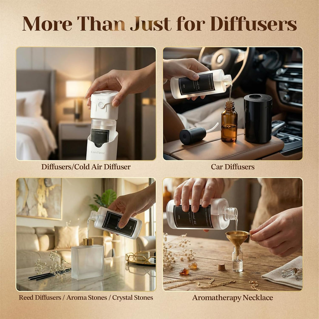 3x120ml Essential Oil for Diffusers M60 (Chic+Retreat+Luxury) | Diffuser Oil Refill, Plant-Based & Alcohol-Free