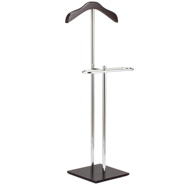 Brown Wood Metal Valet Suit Stand Garment Organizer Rack