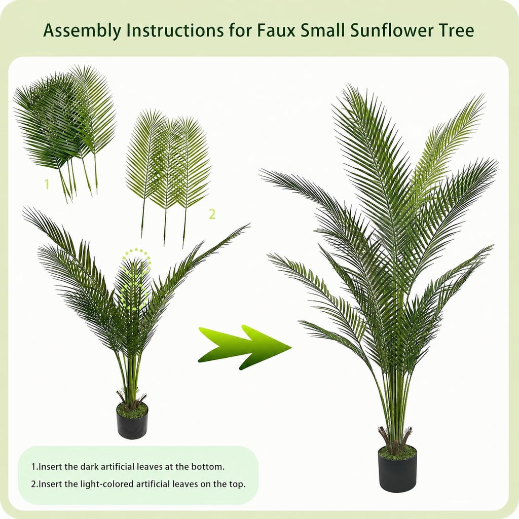 5FT Artificial Palm Trees 2-Pack, Faux Tropical Palm Plant with 18 Real Touch Trunks, Large Potted Faux Cycad Floor