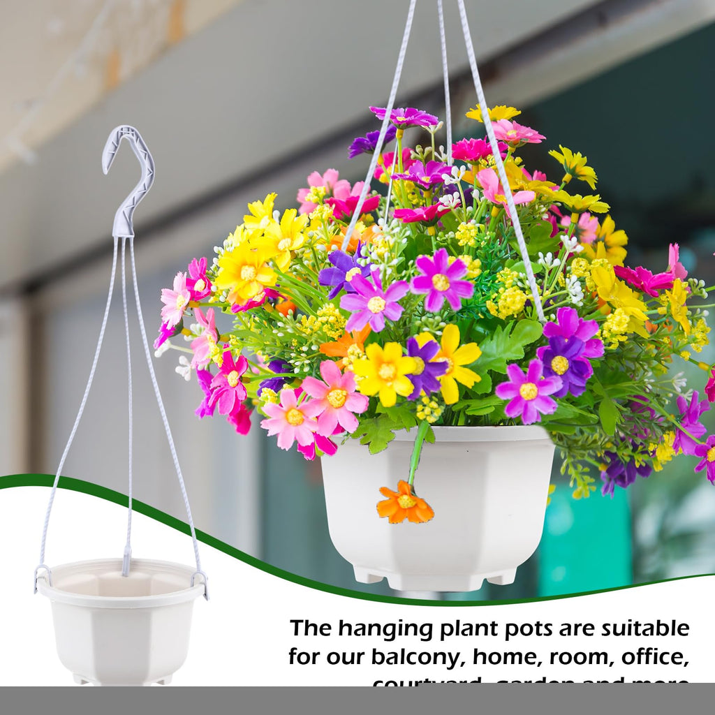 24 Pcs Hanging Planter Pot with Hook, Ceramic White, 5 Inch