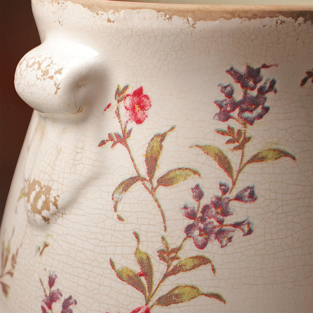 French Country Ceramic Plant Pot & Kitchen Utensil Holder for Countertop