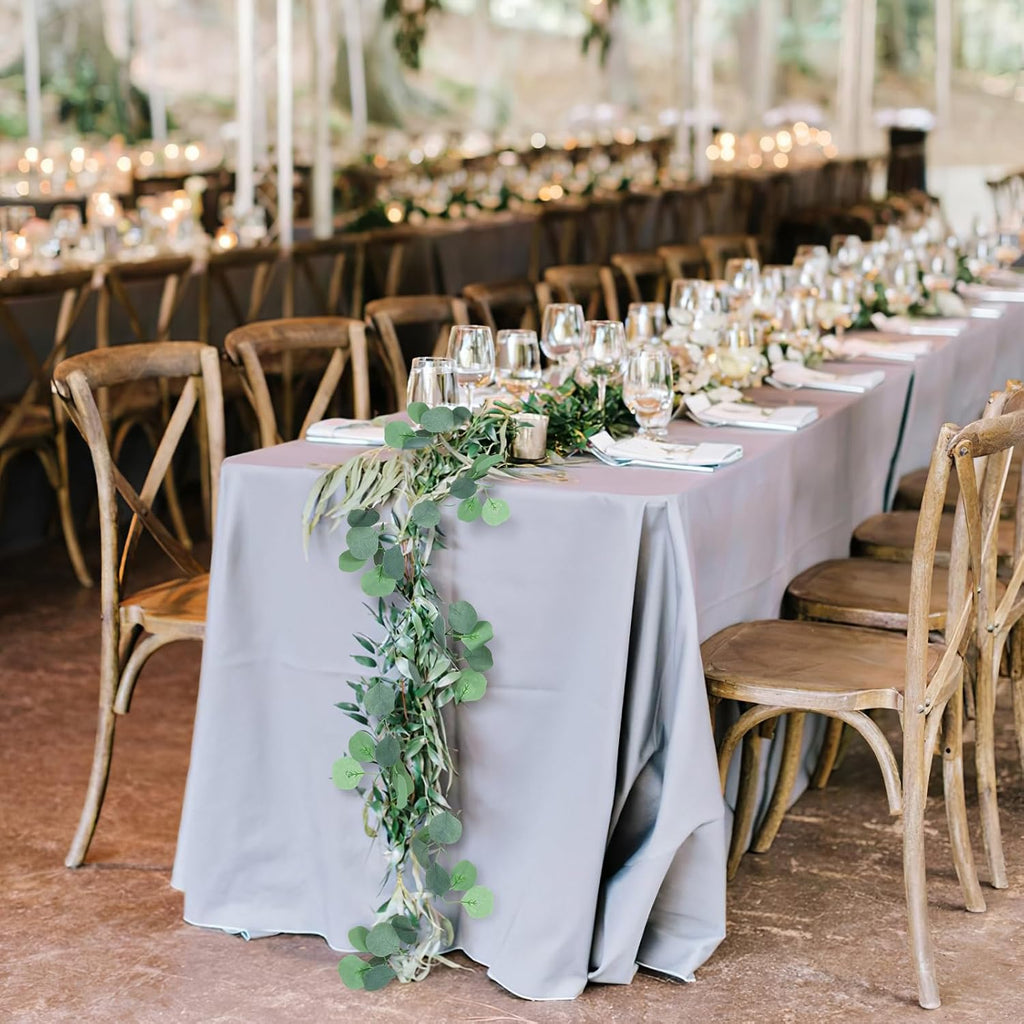 Eucalyptus Garland,Artificial Eucalyptus Leaves Table Greenery Garland Wreath Vines for Wedding Party Table - Set of 36