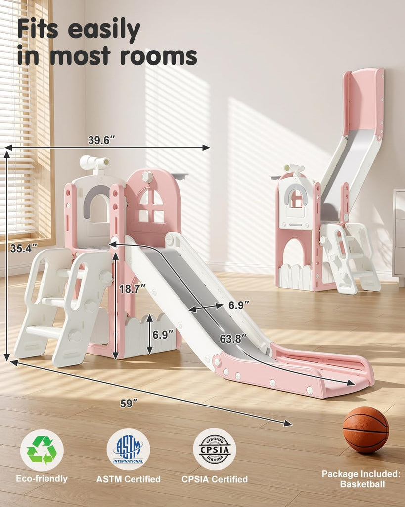 Toddler Slide for Kids 1-3, in-1 Baby Slide Indoor Playground