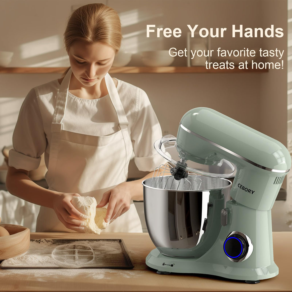 3-IN-1 Electric Stand Mixer, 6.5QT Bowl 660W 10-Speed Kitchen Mixer, Household Food Mixers include Dough Hook, Beater