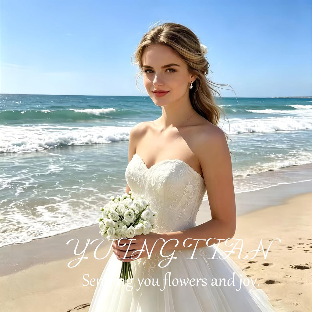18 Pcs Ranunculus Artificial Flowers Faux Silk Stems White