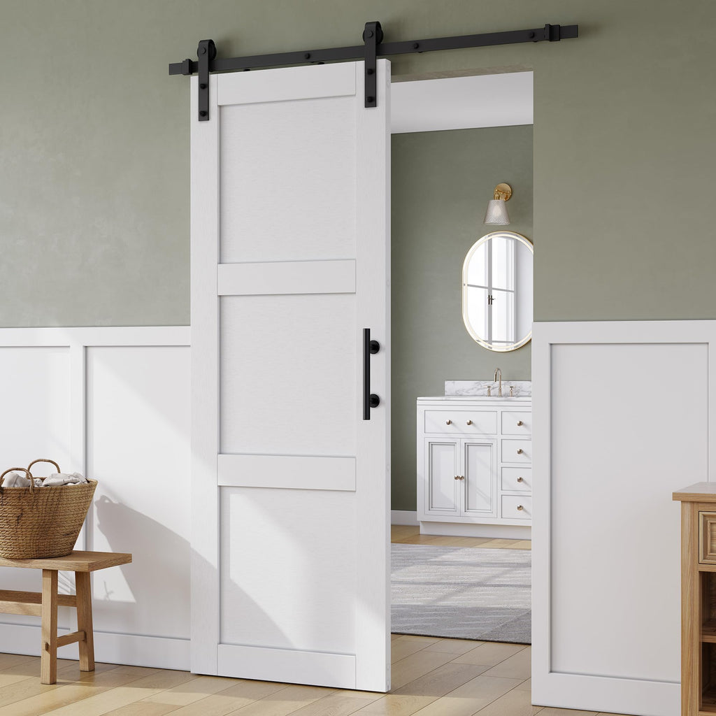 30in x 84in Sliding Barn Door with 5FT Hardware Track, 3 Panel