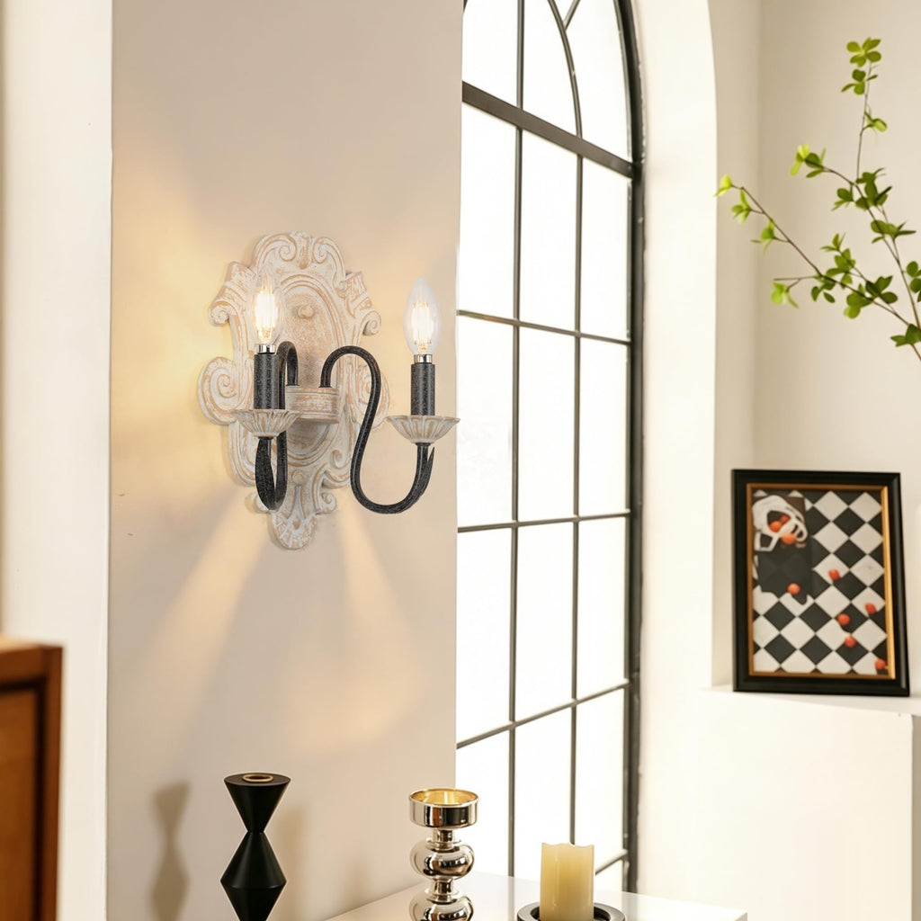Farmhouse Wall Sconces Set of 2, Vintage 2-Light E12 Wall Lights