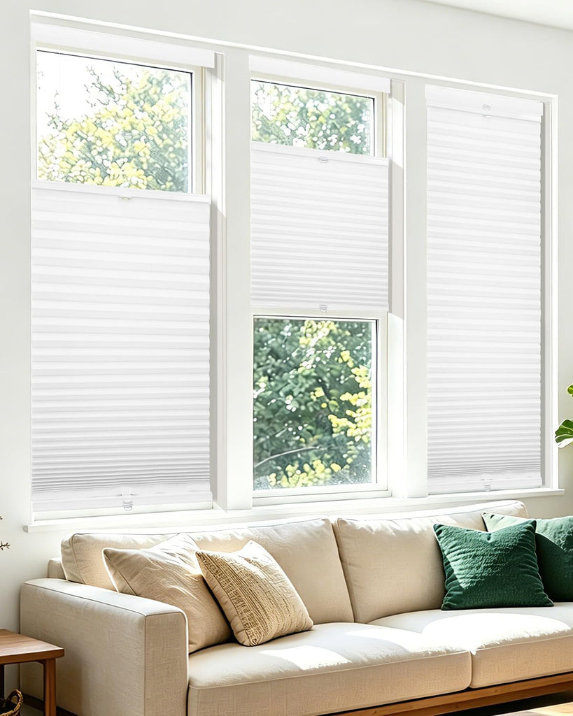 Top Down Bottom Up Cordless Cellular Shades,Thermal Insulation Honeycomb Blinds Windows,(Clear White,21"x48")