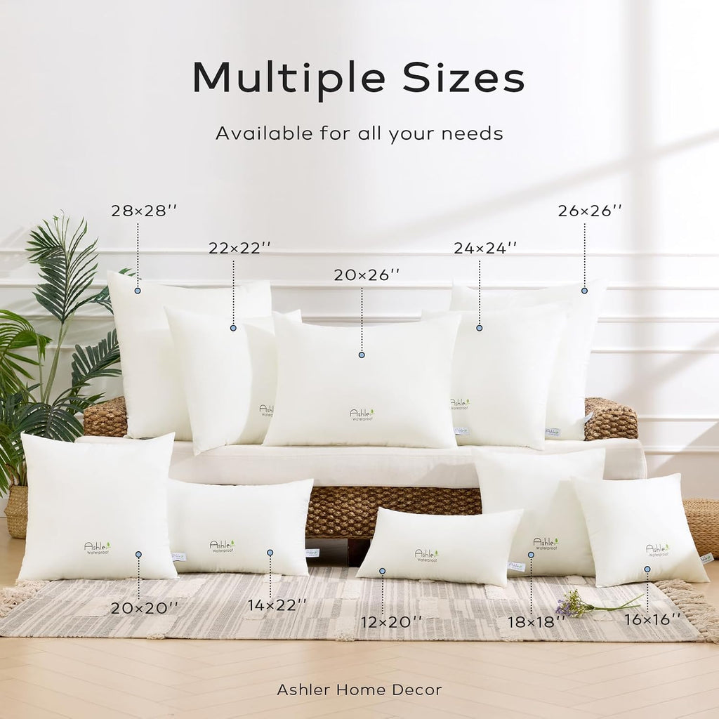 2 x 20 Waterproof Throw Pillow Inserts, Outdoor - Set of 2