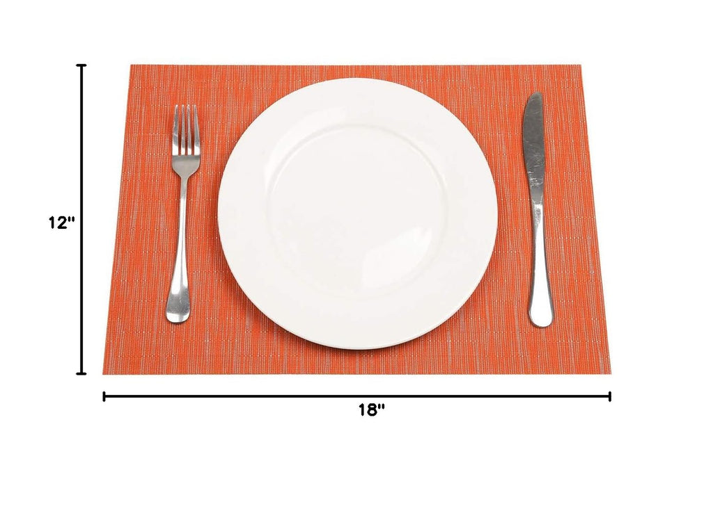 Fall Orange Placemats Set of 8 Woven Vinyl Autumn Place Mats