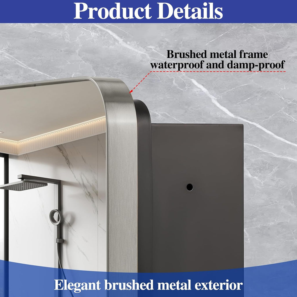 16" x 20" Bathroom Medicine Cabinet with Mirror Door, Brushed Nickel Stainless Steel Frame, Recessed or Surface