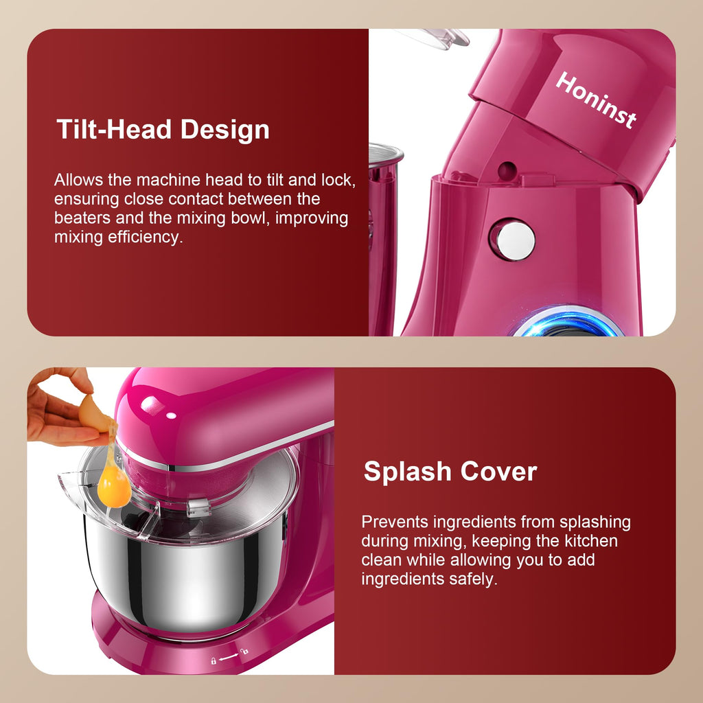 4QT Electric Stand Mixer, 10-Speed Tilt-Head Compact Kitchen Mixer