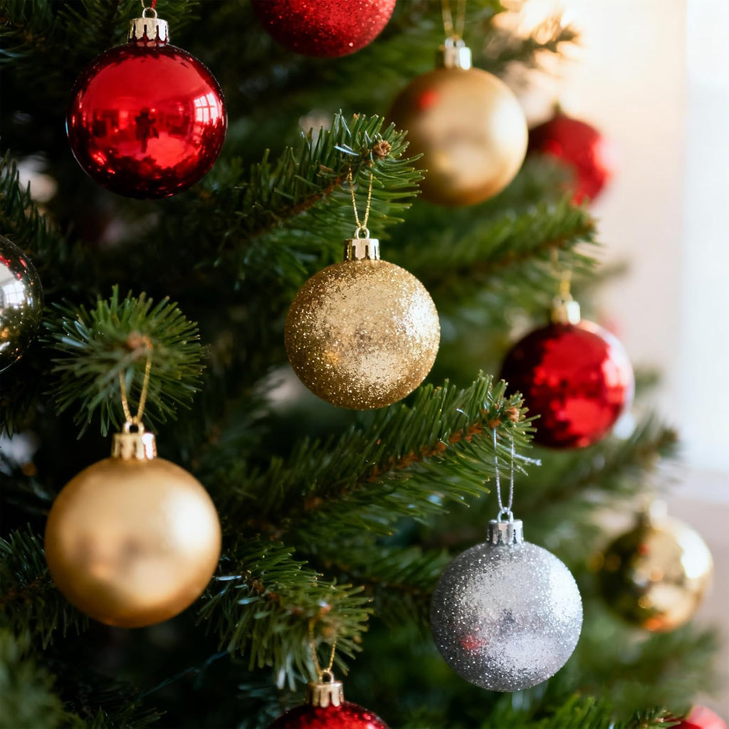 Red Christmas Ball - 1.18 Inch Shatterproof Christmas Tree Decoration Ornaments Hanging Ball, Holiday, Wedding - Set of 24