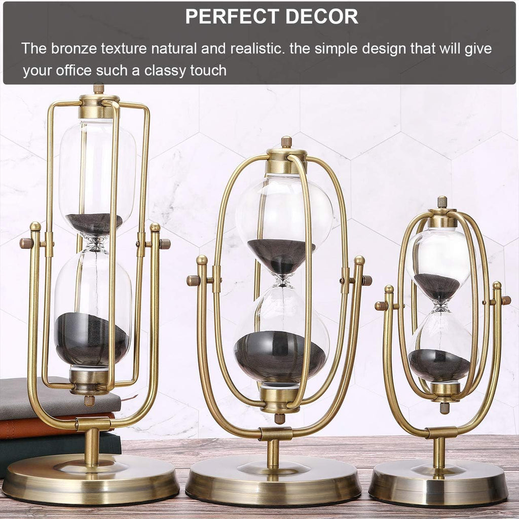 Hourglass 30 Minutes Sand Timer, Large Retro Brass Rotating Sand Clock, Antique Black Sand Watch 30 Min, Unity
