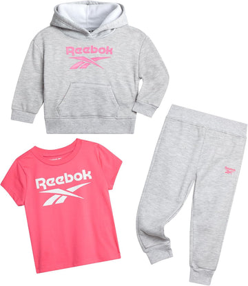 Toddler Girls Piece Set - Fleece Hoodie, Tee & Jogger Pants