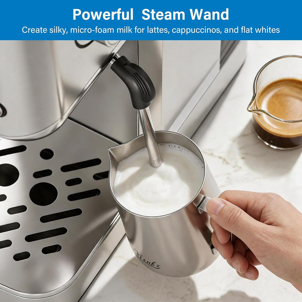 Cold Brew Espresso Maker with Milk Frother for Cappuccino & Latte | 20-Bar Pump, Built-in Pressure Gauge, Powerful