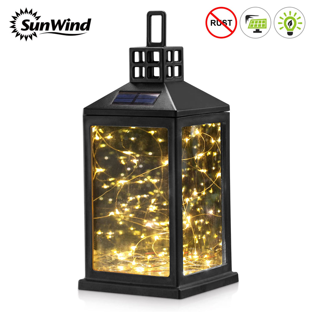 Lantern Lights Outdoor Waterproof Solar Table Lamp Hanging Lighting with 40 Warm White LEDs for Garden Patio