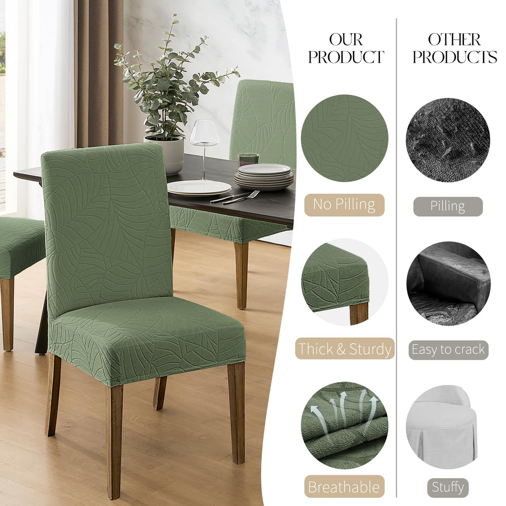 100% Waterproof Dining Room Chair Covers Set of 4, Green