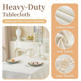 Textured Table cloth for 6 foot Rectangle table, Heavy Duty Farmhouse Tablecloth Solid Cotton Linen 