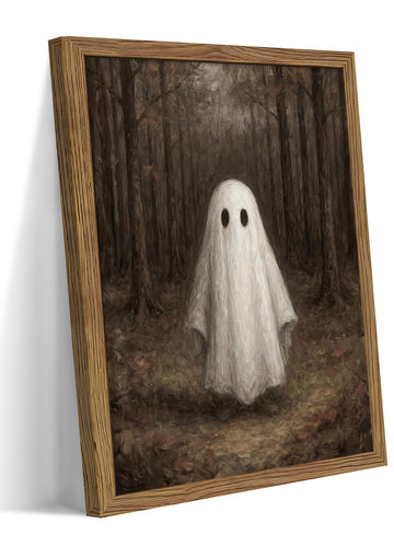 Vintage Ghost Halloween Wall Art, Country Cute Ghost Pictures Paintings, Spooky Forest Landscape Canvas Wall Decor