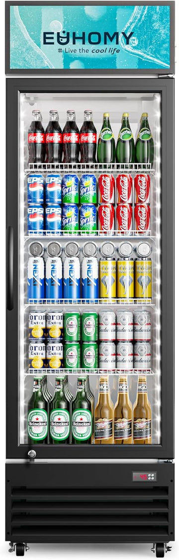 Commercial Display Refrigerator, 9 Cu.Ft Glass Door Merchandiser Drink Fridge wi