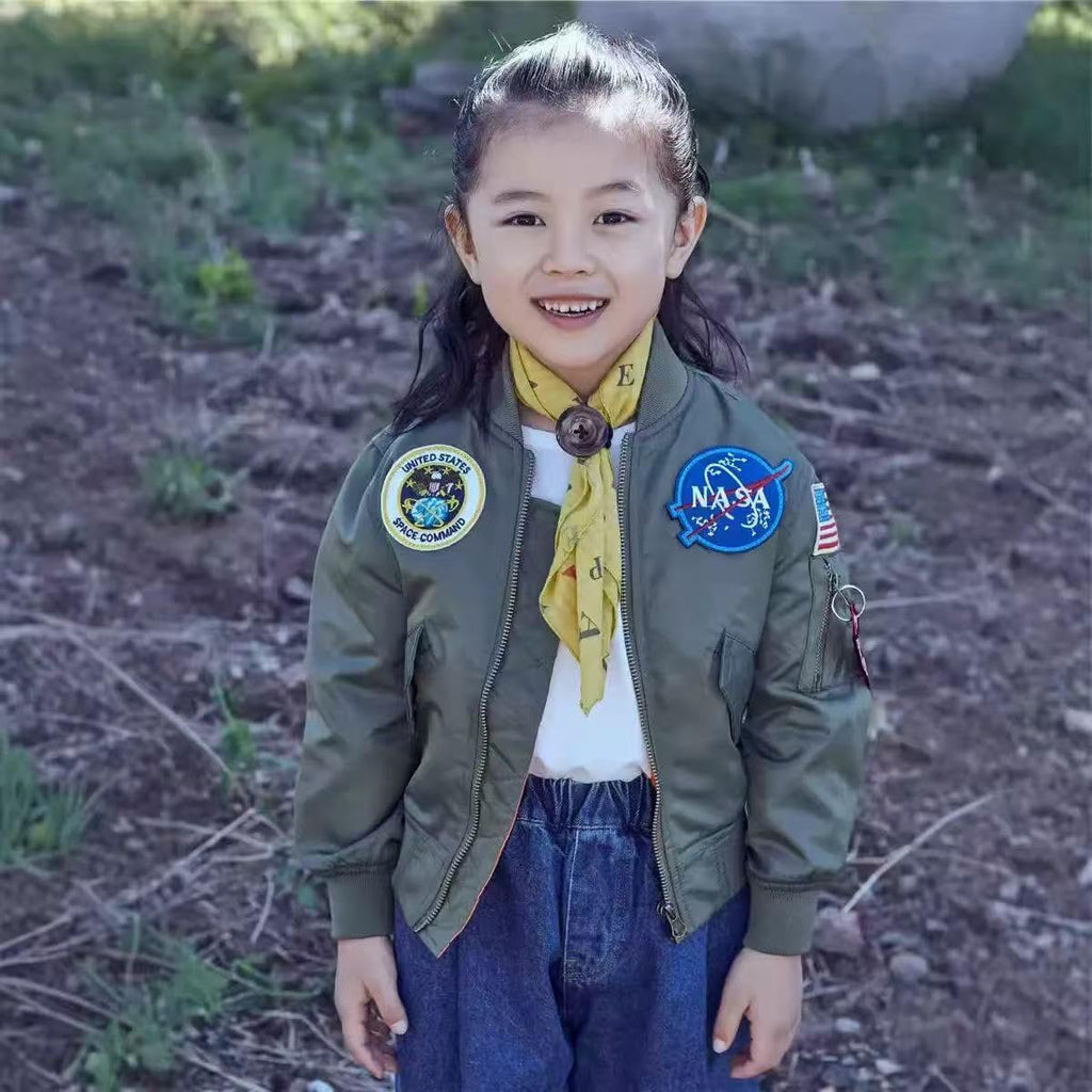 Youth NASA MA-1 Flight Light Weight Jacket Military Coat for Kids Boys