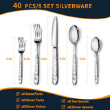 Silverware Set, 40-Piece Premium Stainless Steel Flatware Set for 8