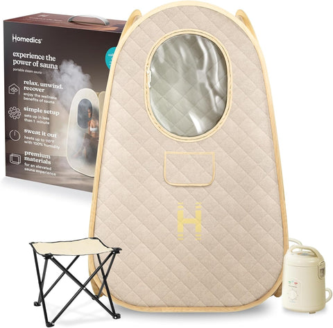 Homedics Portable Sauna - Collapsible Personal Steam Sauna for Stress Relief & Muscle Relaxation, Fast 1-Min Setup