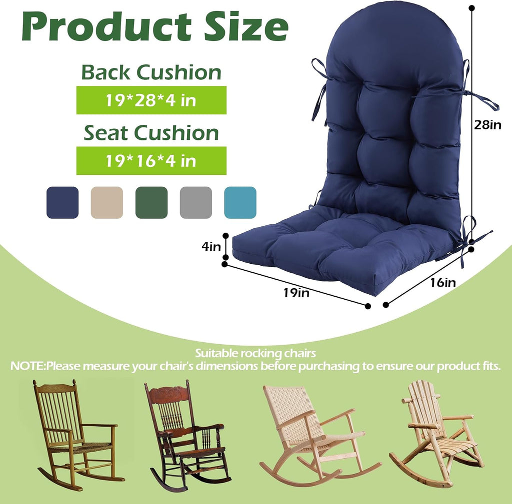Rocking Chair Cushions, Indoor/Outdoor Adirondack Chair Cushion, Waterproof and Fade-Resistant Rocking Chairs Pads